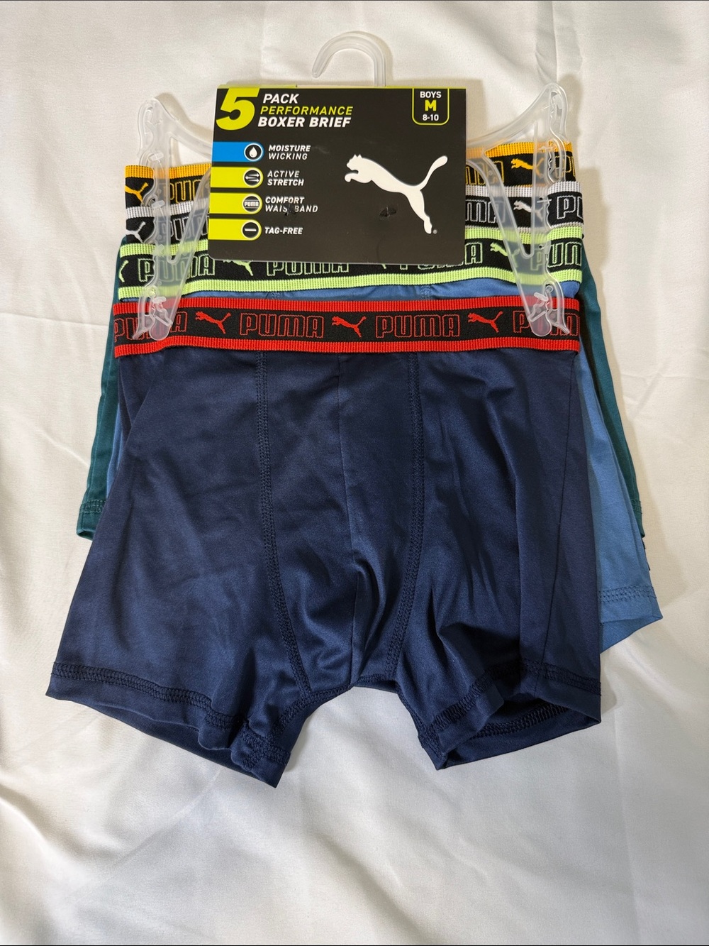 Puma Boys' Navy Boxer Briefs 4 pack. Size M (8-10) NWT. (note: not a 5 pack)